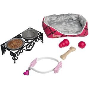 Dog Toys Bone Bow Collar Food Water Bowls Stand Battat OG For American Girl Pets